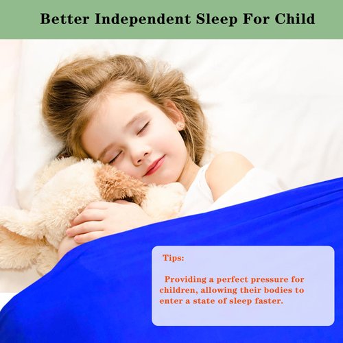 Ntomtuex Sensory Bed Sheet for Kids Compression Reduced Pressure Weighted Blanket to Keep Nice Sleeping Comfortable with Light Breathable Polyester, Blue, 38"x60"