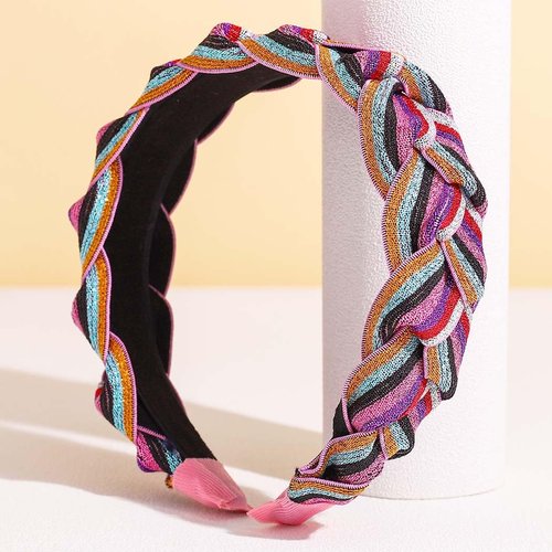 Latious Fashion Braided Fabric Headbands Wide Weaving Shape Headband Criss Cross Hair Accessories for Women and girls (Multi-colored)