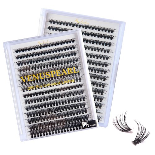 VENUSPEARL Lash Clusters 0.07D-9-16MIX LASH Individual Lashes 280 Clusters False Eyelash 30D 40D Cluster Eyelash Extensions Individual Lashes Cluster DIY Lash Extensions at Home (30+40-0.07D,9-16MIX)