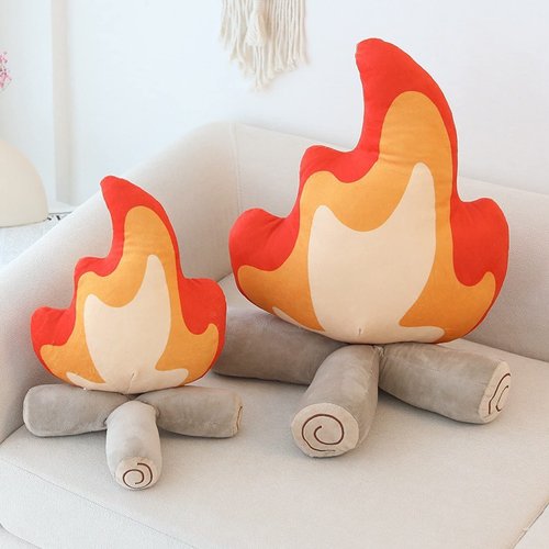 11.8in Funny Campfire Plush Pillow, Fake Campfire Pillow, Simulation Bonfire Plush Toy, Fake Fire Soft Stuffed Weird Room Decor, Kids Camping Decor Gift