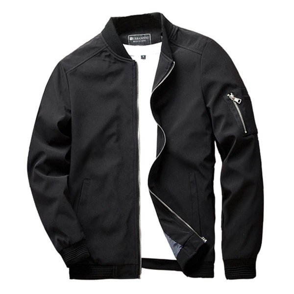 URBANFIND Men's Slim Fit Lightweight Sportswear Jacket Casual Bomber Jacket US S Black