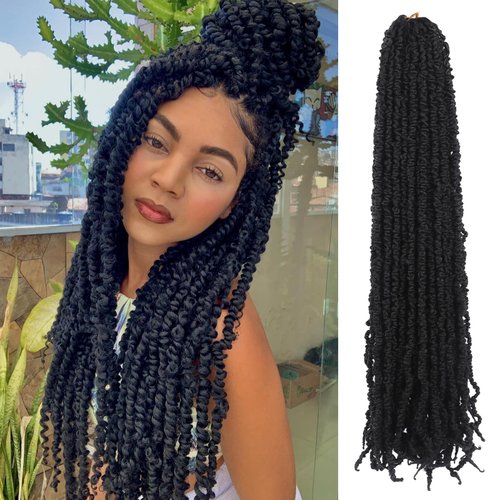 LADY MIRANDA 24 Inch Passion Twist Hair Natural Synthetic 10 Strands Passion Twist Pre-twisted Passion Twist Hair Crochet Hair Extensions for Black Women (24 Inch, 1B)