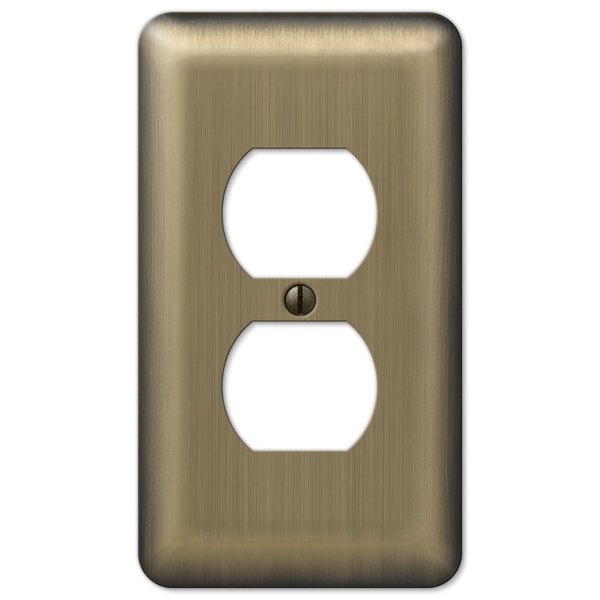 Amertac 154D 1 Duplex Round Corner Brushed Brass Steel Wallplate