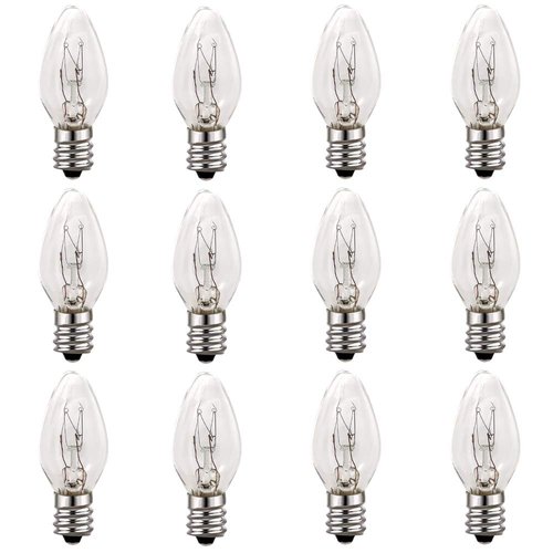 12 Pack, 15 Watt Light Bulbs for Himalayan Salt Lamps & Baskets, Chandeliers, Scentsy & Wax Warmers, E12 Base