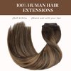 GOO GOO Wire Hair Extensions Human Hair, 4/27/4 Chocolate Brown with Caramel Blonde Balayage 16inch 125g, Invisible Wire Hair Extensions with Transparent, Seamless Fish Line Hairpiece