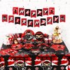 Gejoy 96 Pcs Ninja Birthday Party Supplies Decorations Tableware Kit Include Plates Knives Forks Spoons Napkins for Boy Girls Birthday Party Favors Serve 24 Guests(Boy Style)