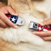 Dog Collar Seatbelt Buckle Stars Stripes Blue White Red White 18 to 32 Inches 1.5 Inch Wide