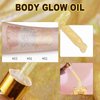 Hydrating Shimmer Body Oil, Pearl White Liquid Luminizer Body Glitter Long Lasting, Body Highlighter Shimmer Makeup, Face Body Glow Shimmer for Women, Non-Sticky Shine Glitter Liquid