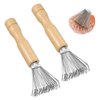 2pcs Hair Brush Cleaner Comb Cleaner Hair Brush Cleaner Tool For Home And Salon Use Hairbrush Cleaner Tool With Metal Wire Rake Wooden Handle