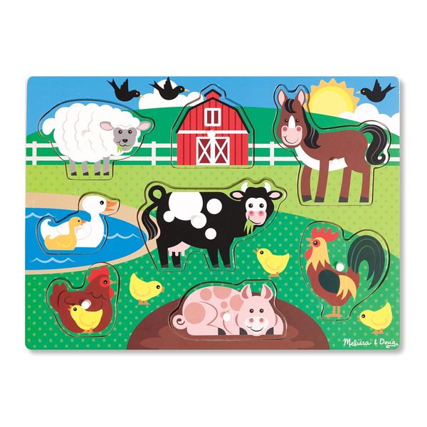 Melissa & Doug Farm Wooden Peg Puzzle (8 pcs)