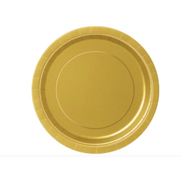 Gold Round Paper Dessert Plates - 7" (8 Ct) - Eco-Friendly & Disposable Tableware - Perfect for Celebrations, Weddings & Gatherings