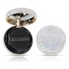 KEYPOWER Makeup Powder Empty Box with Bling Diamond Loose Powder Compact Empty Container with Powder Puff and Mirror Refillable for Home or Trip (White)