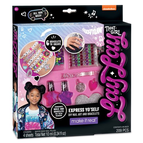 That Girl Lay Lay: Express Yo 'Self - DIY Nail Art & Bracelets Kit - Create 6 Bracelets, Make It Real, Nickelodeon, 209 Pieces, Coordinate Nails & Bracelets For Fresh Fashion, Arts & Crafts