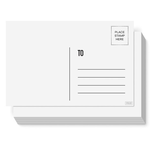 Sweetzer & Orange Blank Postcards for Mailing. 60 White 4x6, Mailable Postcards Set. Make Your Own Printable Postcards. 300gsm Paper Cardstock, Bulk Pack.