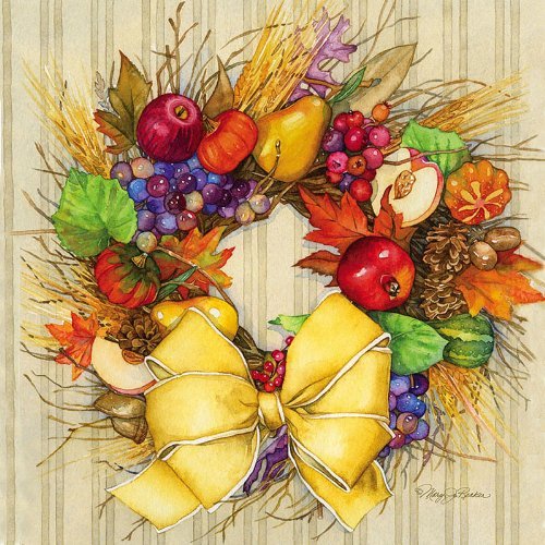 Cocktail Napkin, Fall Wreath