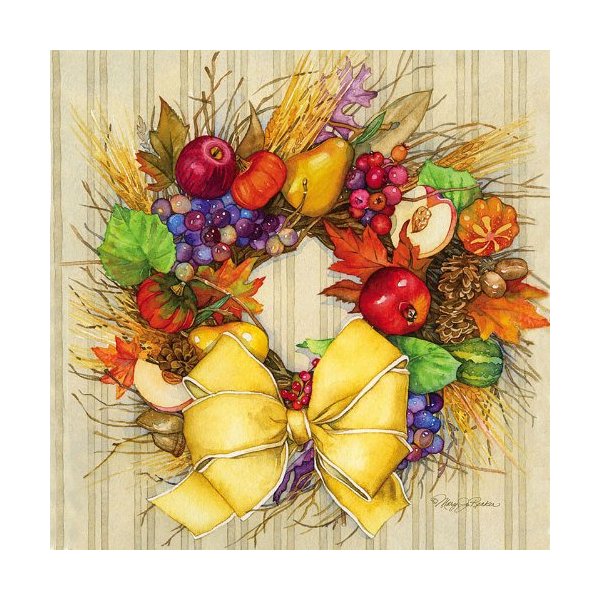 Cocktail Napkin, Fall Wreath