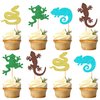 Ercadio 28 Pack Animal Cupcake Toppers Snake Cupcake Picks Frog Chameleon Gecko Cupcake Kids Birthday Cupcake Decorations for Baby Shower Birthday Animal Theme Party Cake Decor Supplies