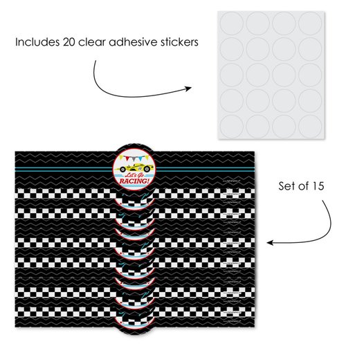 Big Dot of Happiness Let's Go Racing - Racecar - DIY Party Supplies - Race Car Birthday Party or Baby Shower DIY Wrapper Favors & Decorations - Set of 15