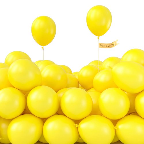 PartyWoo Yellow Balloons, 50 pcs 5 Inch Matte Yellow Balloons, Yellow Latex Balloons for Balloon Garland Balloon Arch as Party Decorations, Birthday Decorations, Baby Shower Decorations, Yellow-Y55