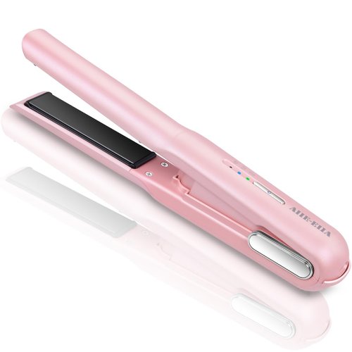 Cordless Hair Straightener, Portable Flat Iron for Hair, Fast Heating Flat Iron, Adjustable Temperature, Type-C Rechargeable, Mini for Travel(Pink)
