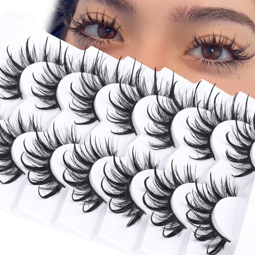Manga Lashes Anime False Eyelashes Natural Japanese Lashes Wispy Thick Cosplay Eyelashes 18MM Spiky Doll Lashes Faux Mink Eye Lashes by Winifred