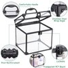 Noverlife Portable Cosmetics & Toiletry Organizer Box, 8x7x7.5inch Clear Crown Box Train Case with Latches & Handle Travel Makeup Tools Storage Organizer, Makeup Tools Box Bathroom Accessories Case