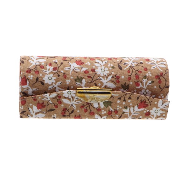 Motique Accessories Flower Lipstick Case Holder with Mirror for Ladies Brown