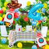 Toy Themed Number 4 Balloons, Happy Birthday Balloon, Colorful Balloons with Rocket Balloon and Cowboy Hat Balloon, Rainbow Balloons for Kids Birthday Party (4)
