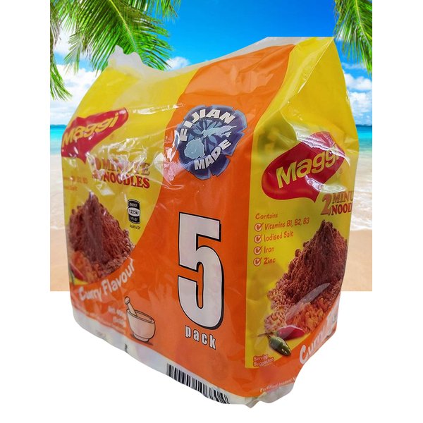 FIJI Maggi - 2 Minute Noodles CURRY Flavor (Megga Pack of 5 X 80g/ea) So Tasty.