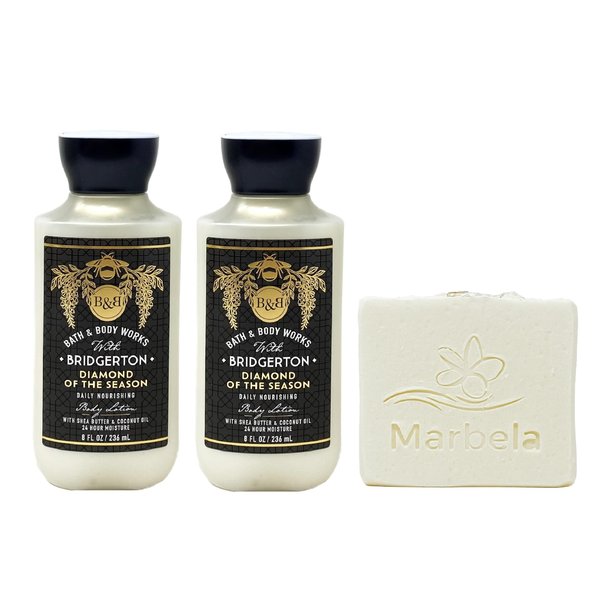 Bath & Body Works Diamond Of The Season 2 Piece Daily Nourishing Body Lotion Value Pack with a Natural Oats Bar Soap - Full Size