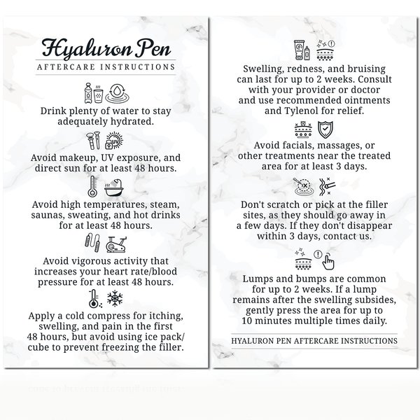 Havongki - 100 Pack - Premium Hyaluron Pen Lip Filler Aftercare Instructions Card 2 x 3.5" Accessories Supplies Kit Care - HP13A100_N