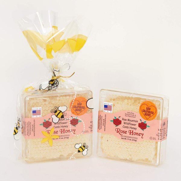California Raw Mountain Wildflower Comb Rose Honey Honeycomb 11 Oz. Pure 100% Natural Gift Wrapped 2PK