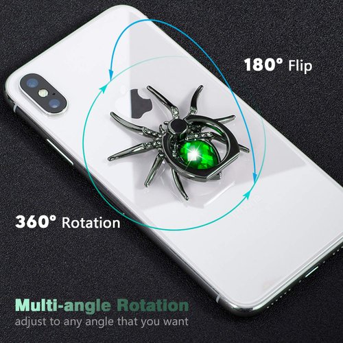Allengel Spider Phone Ring Holder Stand, Animal Phone Ring Finger Grip Rhinestone Phone Kickstand for All Smartphone - Green