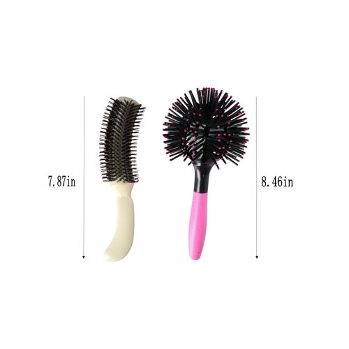 Vctitil 3D Round Hair Brushes Comb 360 Degree Ball Hairbrush Round Curly Hair Comb & S-Shaped Comb Tools Frizz Hair Brush
