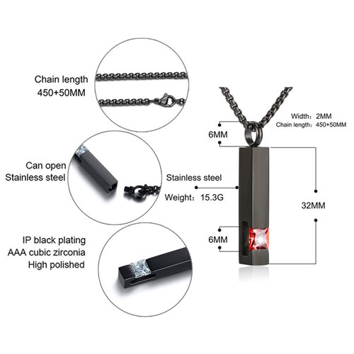 YOUFENG Urn Necklaces for Ashes Birthstone Cube Urns for Human Ashes Memorial Cremation Urn Locket Keepsake Ashes Jewelry (January)