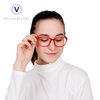 VisionGlobal Blue Light Blocking Glasses for Women, Anti Eyestrain, Computer Reading, TV Glasses, Stylish Square Frame, Anti Glare(Red,+4.00 Magnification)