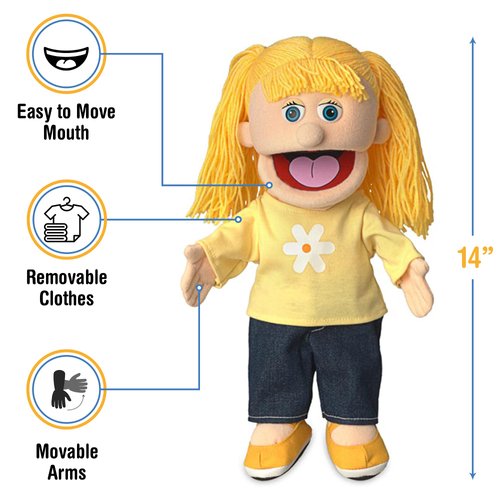 14" Katie, Peach Girl, Hand Puppet