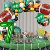 7pcs Football Balloons, Football Birthday Number Mylar Foil Balloon, Football Sport Them Party Supplies Football 7th Birthday Decorations (7th)