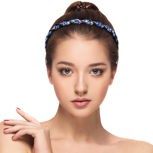 Hoteam 6 Pieces Crystal Headbands for Women Hair Comb Headbands with Rhinestones Hair Band for Women, Beaded Headbands Crystal Comb Hairband, Non-slip Hair Band Hair Accessories (Retro Style)