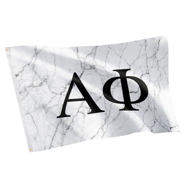 Alpha Phi Sorority Letter Flag Banner 3 feet x 5 feet Sign Decor A Phi - Light Marble