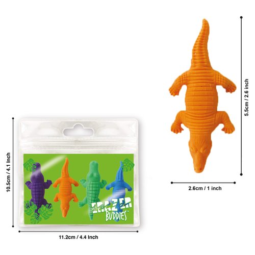 Eraser Buddiez - Alligator from Deluxebase. Cute Rubber Stationery Set in Reusable Bag. Novelty Office Desk Accessories, School Supplies and Party Favors.