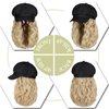 Qlenkay Newsboy Cap with Bob Hair Extensions Black Hat Wig 8 Panel Visor Beret Attached Synthetic 14'' Short Curly Wavy Hairpiece for Woman Ginger Blonde Mix Bleach Blonde