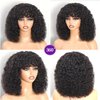 REMESSE Short Curly Human Hair Wigs Short Curly Bob Wig Human Hair With Bangs For Women Glueless 250% Density Short Water Wave Human Hair Wig With Bangs Natural Black 12Inch