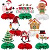 JULMELON Christmas Table Decorations Honeycomb Centerpieces,8 PCS 3D Double Side Xmas Holidays Table Centerpieces Cute Santa Snowman Table Toppers Decor for Christmas Party Supplies