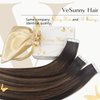 Ve Sunny Brown Tape in Hair Extensions Human Hair Seamless Hair Tape in Extensions Dark Brown Mixed Medium Brown Balayage Tape Hair Extensions Real Human Hair Brown Invisible Bonding 20pcs 50g 18”
