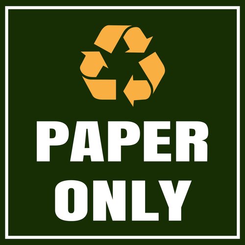 Square Plus Paper Only Wall or Door Sign | Eco-Friendly Recycling - Medium