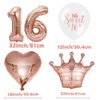 Sweet 16 Party Decorations - 16th Birthday Party Decorations for Girls Supplies 34 Packs with Banner, Swirl, Crown, Balloons, Foil Curtain Backdrop, Gold Sash, Cake Toppers
