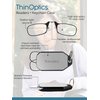 ThinOptics Keychain Case and Readers Rectangular Reading Glasses, Black, 44 mm + 2