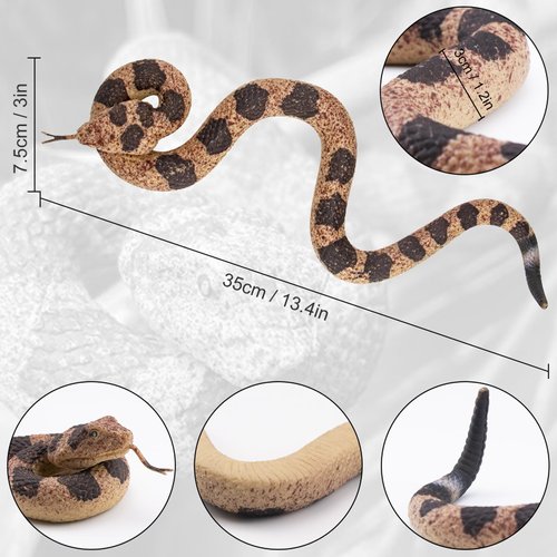 Porgaten Fake Snakes Rubber Snake Realistic Keep Birds Away, Plastics Rattlesnake Figurines, Novelty Toys for Playing Jokes Prankster Stuff Gag Toys Gift for Halloween April Fools' Day Party Favors