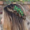BETITETO Bridal Crystal Hair Piece Rhinestone Wedding Small Hair Comb Accessories for Women Girls (Emerald Green)